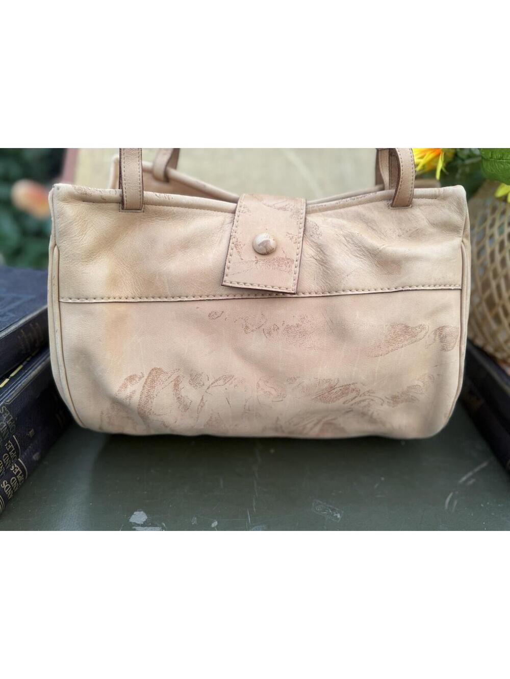 👜✨ Arcioni Beige Leather Shoulder Bag Tan Zip Top Made Italy